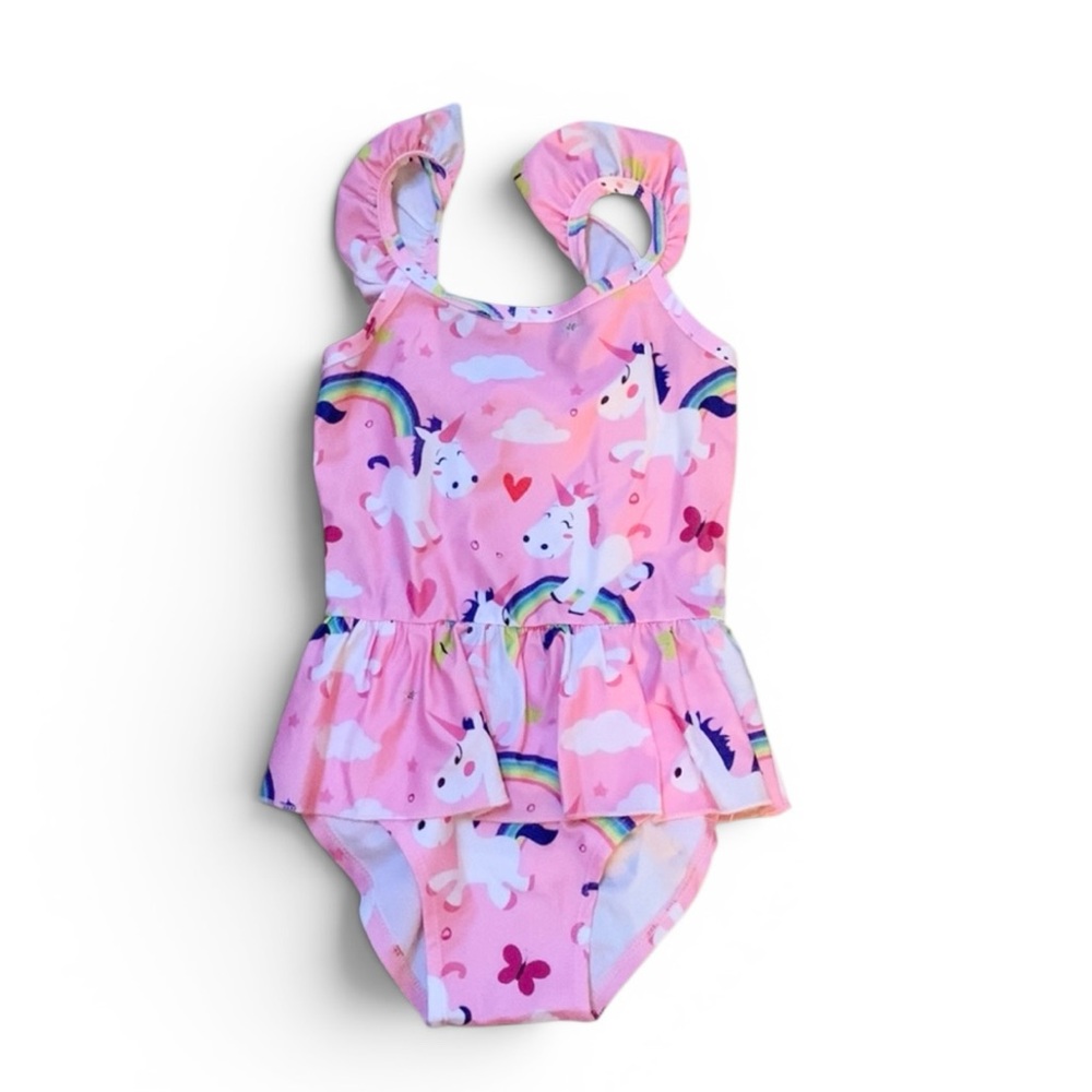 Girls Unicorn One-Piece Swimsuit Size 5 🦄🌈
